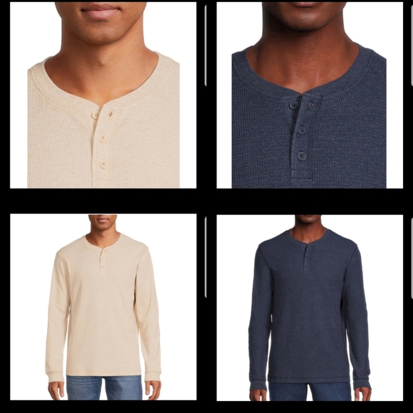 NEW! George Cream and Blue Long Sleeve Tees Casual Comfort sz XS/S NWT - Picture 2 of 11